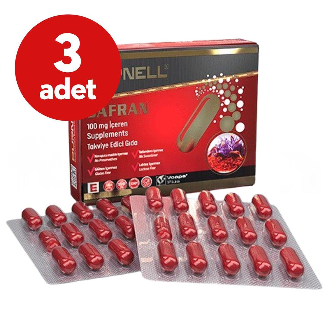 Purnell 100 mg Safran İçeren Takviye Edici Gıda 30 Kapsül - 3 Kutu