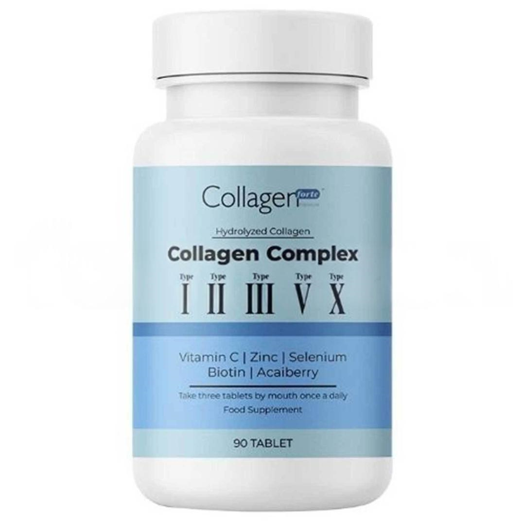 Collagen Forte 5 Tip Kolajen Vitamin ve Mineral İçeren Takviye Gıda 500 mg 90 Tablet