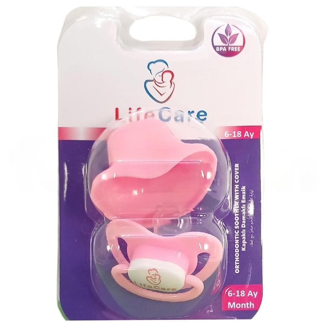 Life Care Baby Koruma Kapaklı Damaklı Ortodontik Emzik 2 Numara 6-18 Ay Pembe