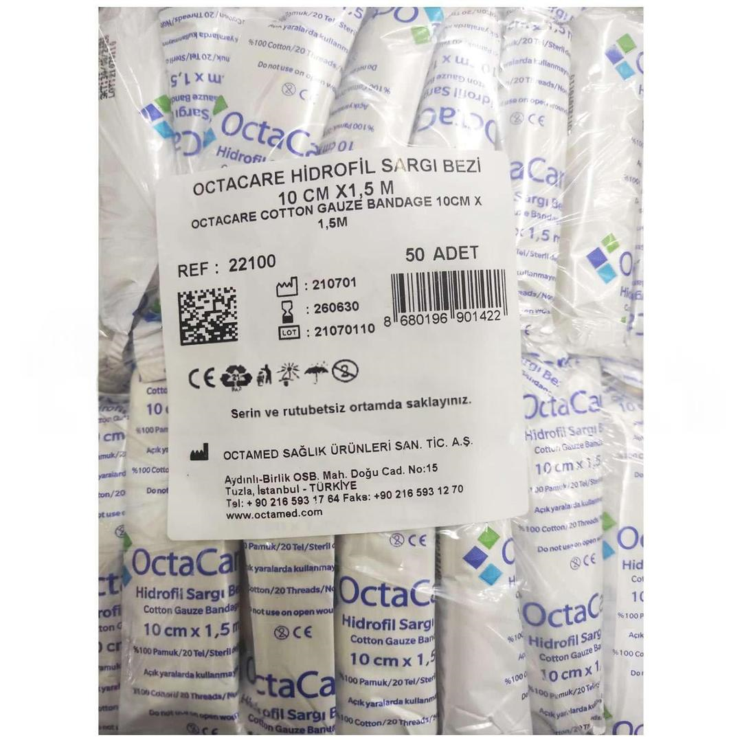 Octacare Hidrofil Sargı Bezi 10cm x 1,5m 50'li