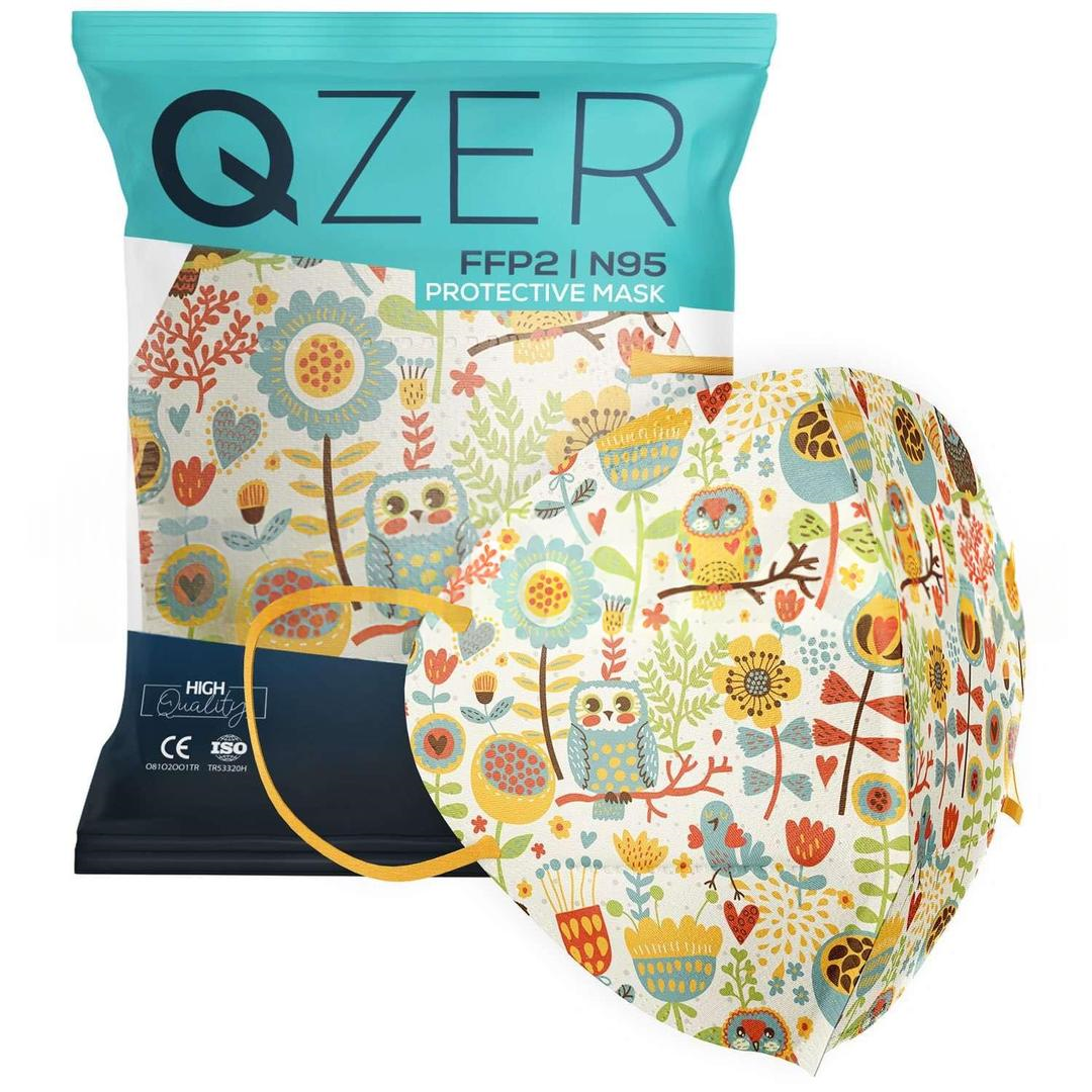 Medizer 5 Katlı FFP2 N95 Qzer Baykuş Desenli Koruyucu Maske Telli Tekli