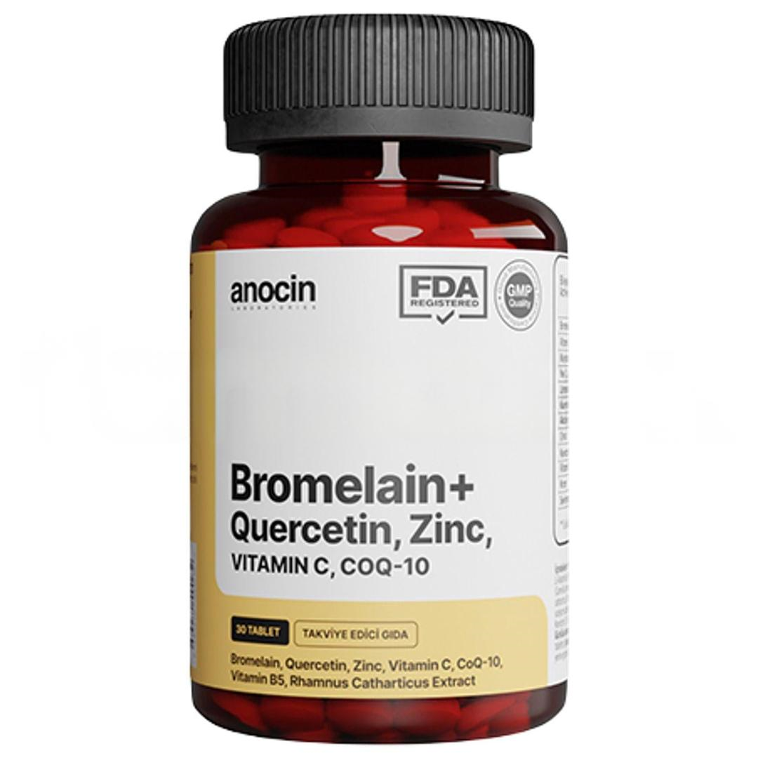 Anocin Bromelain Ananas + Quercetin + Zinc + Coq-10 + Vitamin C Süper Bromelain Formül 30 Tablet