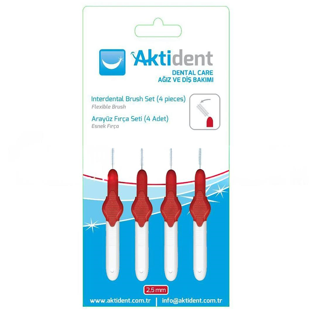 Aktident Orid Arayüz Fırçası 2,5 mm Kırmızı 4'lü