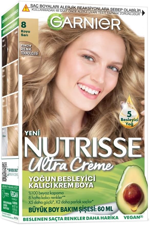 Garnier Nutrisse Ultra Cream 8 Koyu Sarı 60 ml Saç Boyası