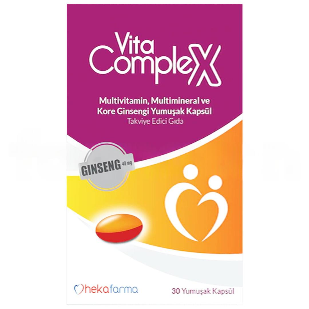 Vita Complex Multivitamin, Multimineral ve Kore Ginsengi 30 Yumuşak Kapsül