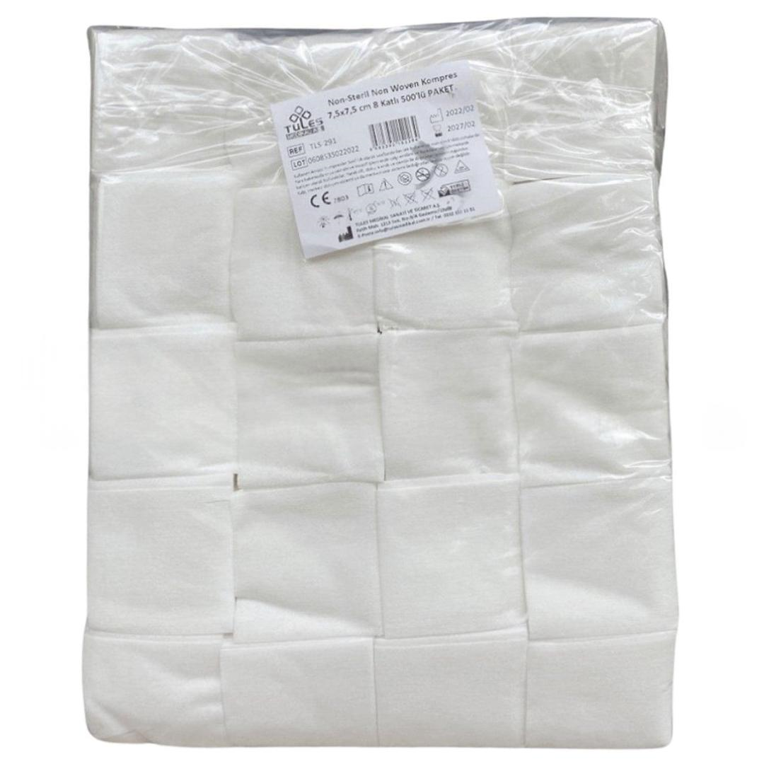 Tules Nonsteril Spanç Gaz Kompres 8 Kat 7,5 x 7,5 cm 500'lü