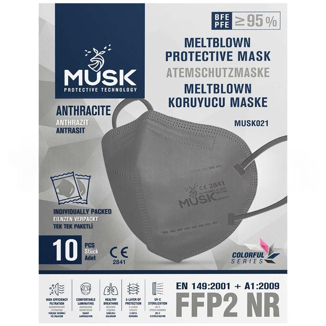 Musk Protective FFP2 NRD N95 Gri Maske 10'lu