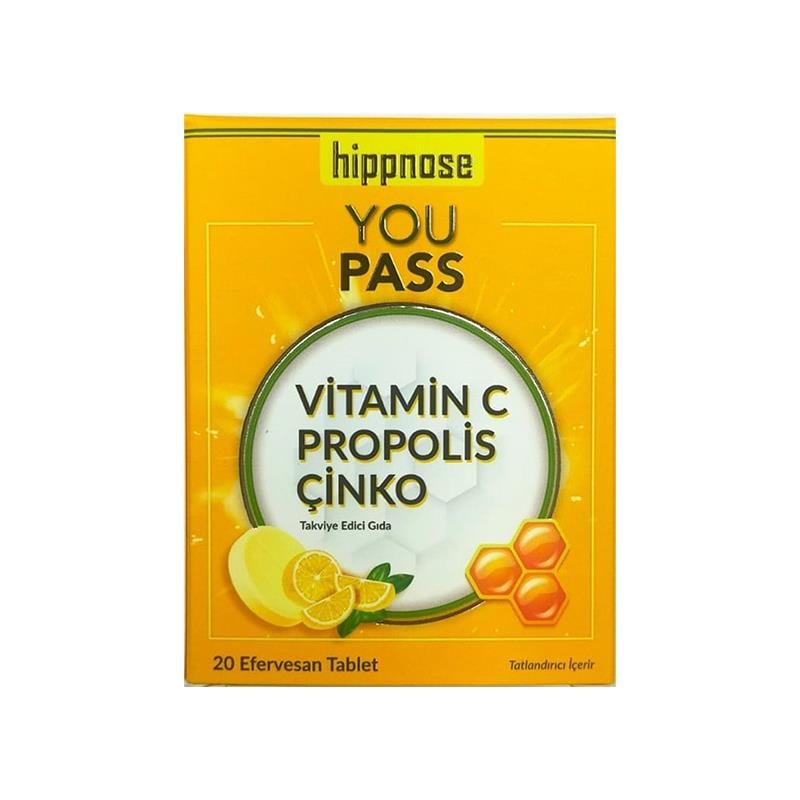 Hippnose You Pass Vitamin C Propolis Çinko 20 Efervesan Tablet