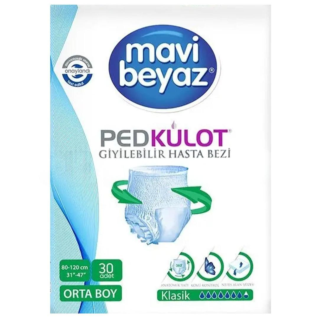 Mavi Beyaz Ped Külot Medium Külotlu Hasta Bezi 30 Adet