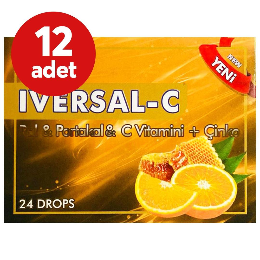 Iversal-C Bal Portakal C Vitamini Çinko 24 Pastil - 12 Adet