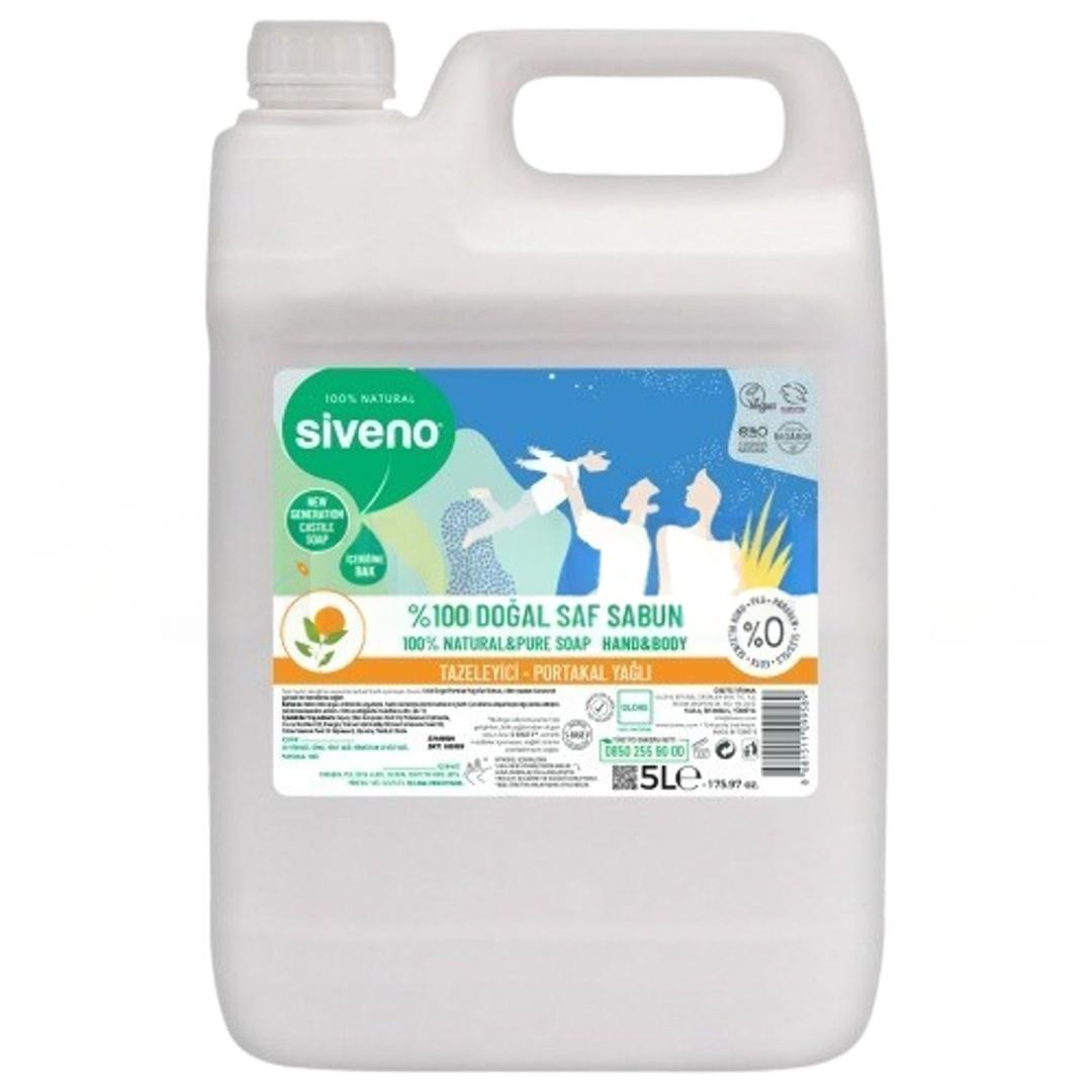 Siveno %100 Doğal Sıvı Kastil Sabun Portakal Yağlı Yoğun Nemlendirici Arındırıcı Bitkisel Vegan 5000 ml