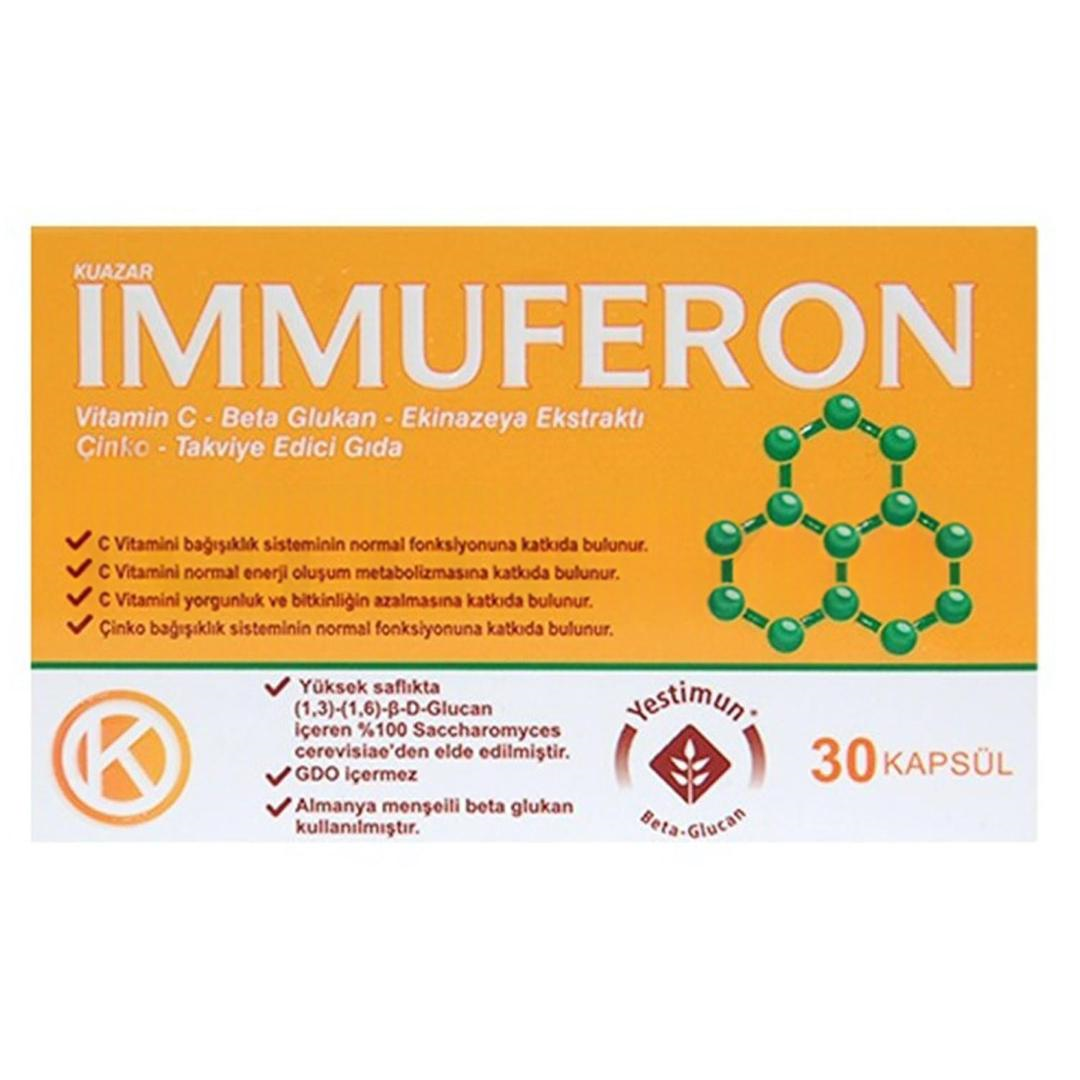 Immuferon Beta Glucan 200 mg Ekinezya 120 mg Vitamin C Çinko 30 Kapsül - Eski Ambalaj
