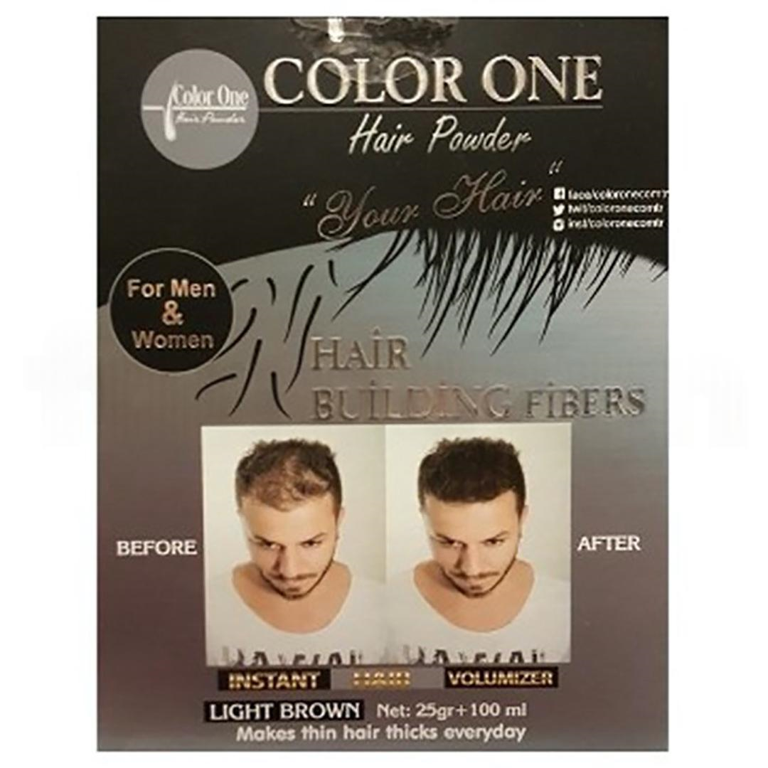 Color One Saç Kapatıcı Fiber Açık Kahverengi 25 gr + Sabitleyici Sprey 100 ml