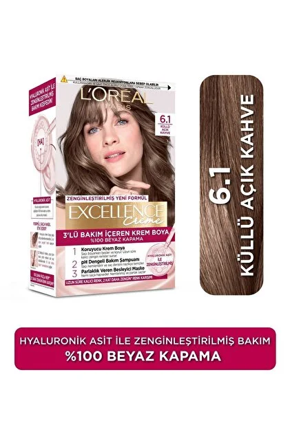 L'Oreal Paris Excellence Creme No: 6.1 Küllü Açık Kahve Saç Boyası