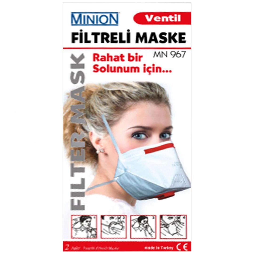 Minion Filtreli Mn967 Ventilli Yetişkin Maske 2'li