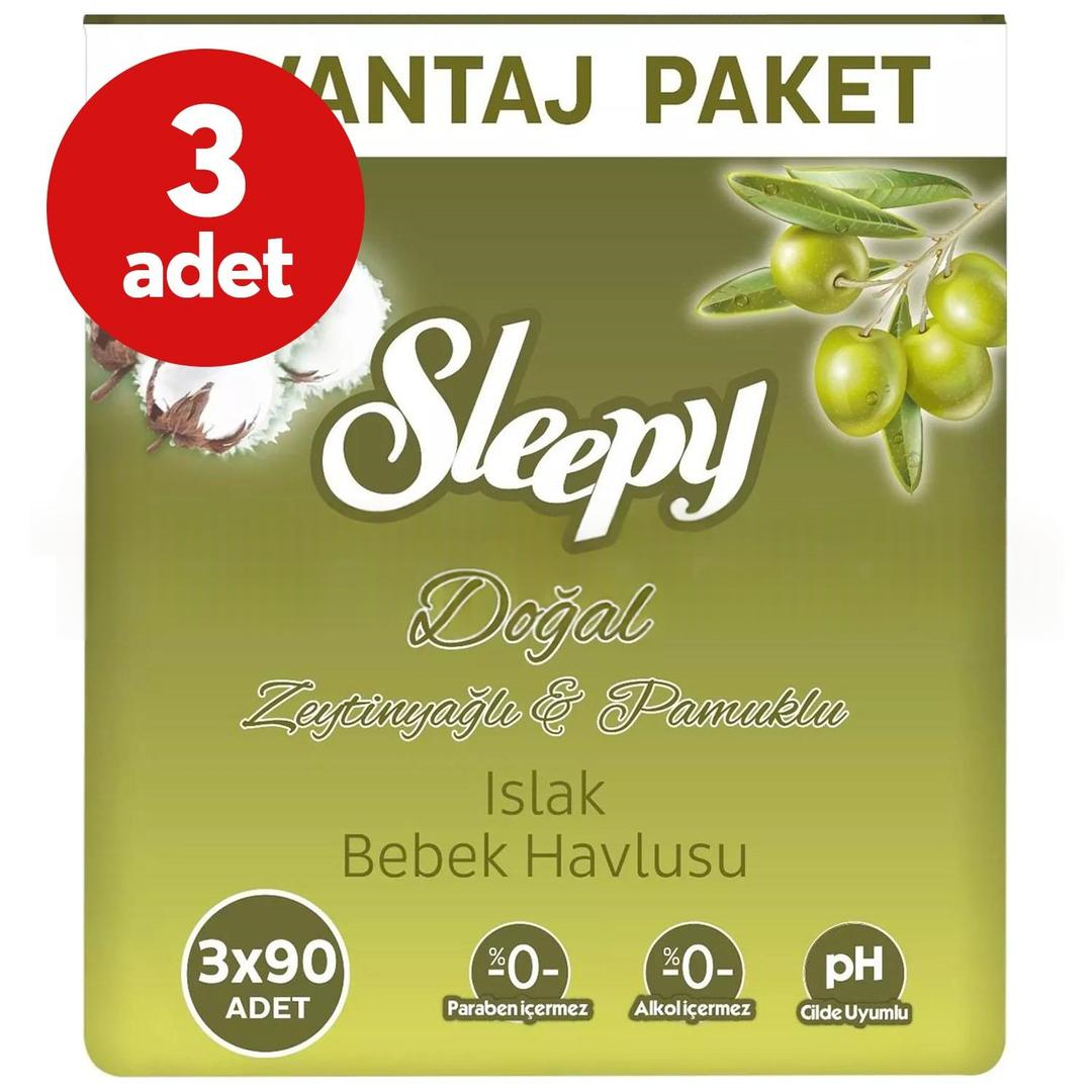 Sleepy Zeytinyağlı Islak Mendil 90 Yaprak 3 Adet