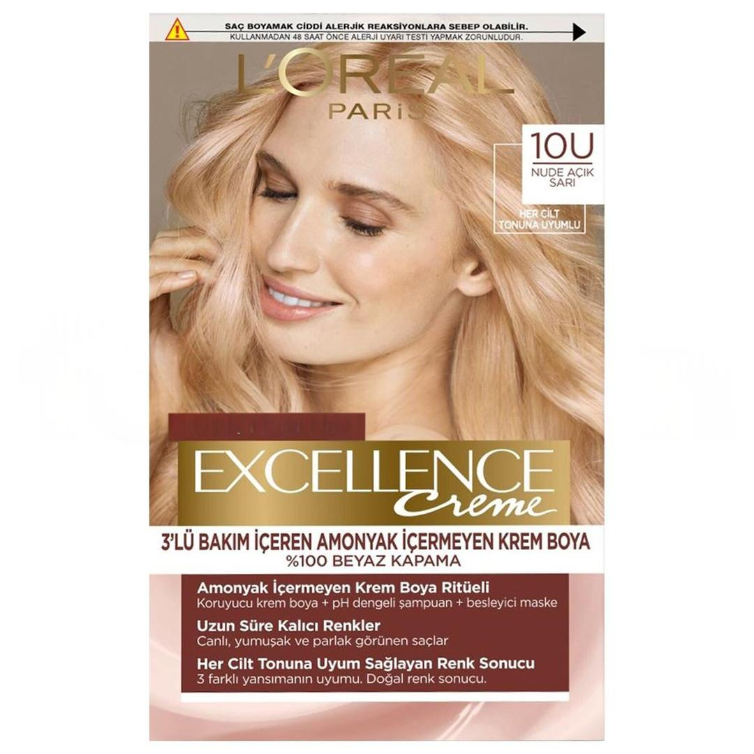 L'Oreal Excellence Nude Renkler Saç Boyası - 10U Nude Açık Sarı