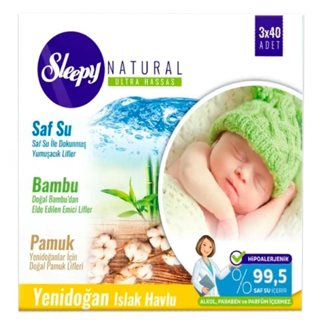 Sleepy Sensitive Yenidoğan Islak Havlu 40 Yaprak - 3'lü Paket