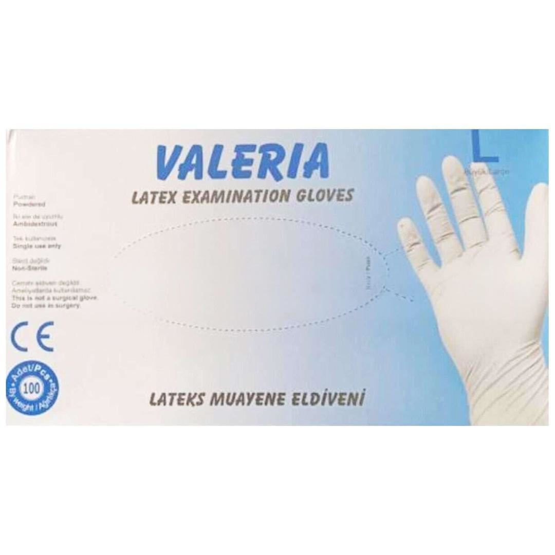 Valeria Lateks Pudralı Muayene Eldiveni Large 100'lü