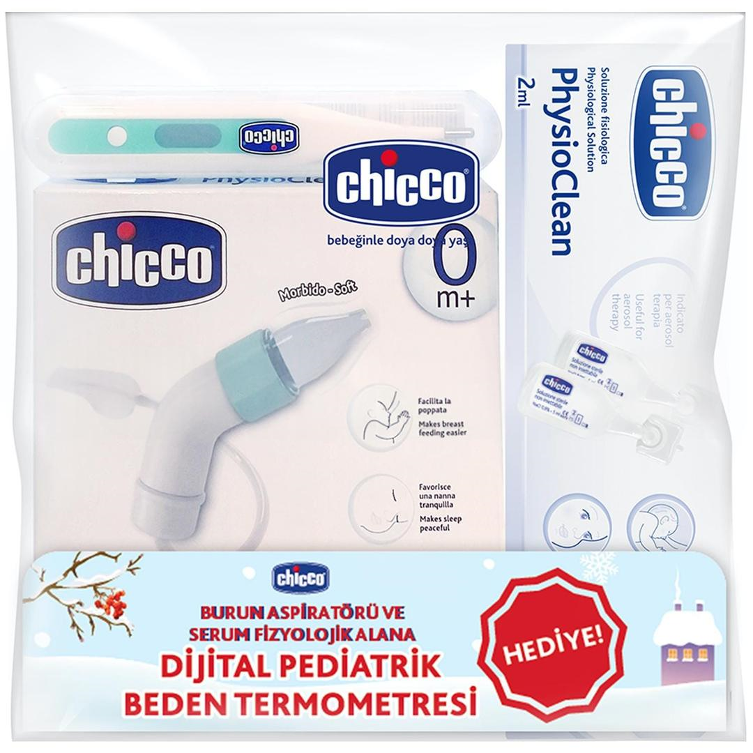 Chicco Kış Paketi - Physio Clean Serum Fizyolojik + Burun Aspiratörü + Dijital Pediatrik Beden Termometresi