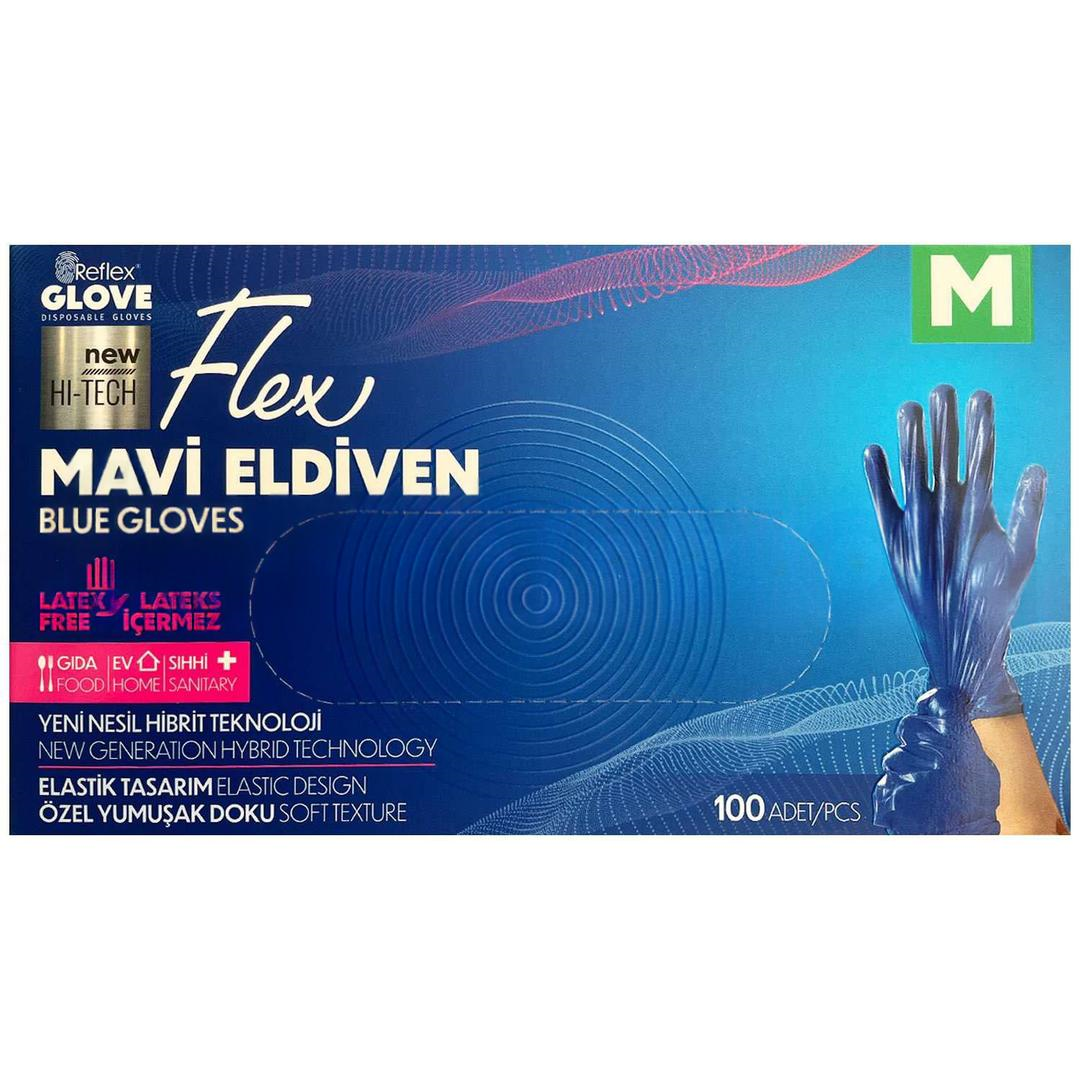 Reflex Flex Yeni Nesil Hibrit Mavi Eldiven Medium 100'lü