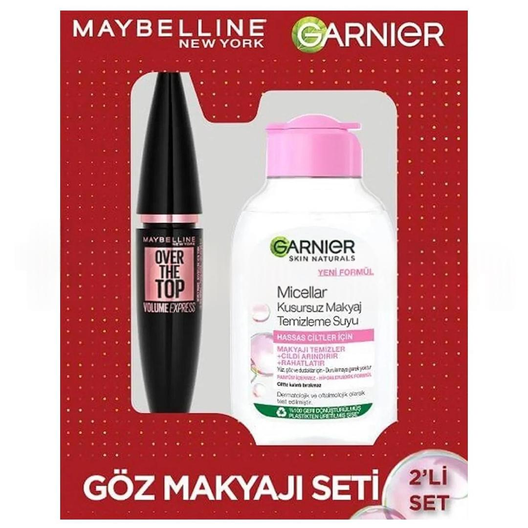 Maybelline Maskara 8,7 ml ve Garnier Makyaj Temizleme Suyu 100 ml - 2'li Set