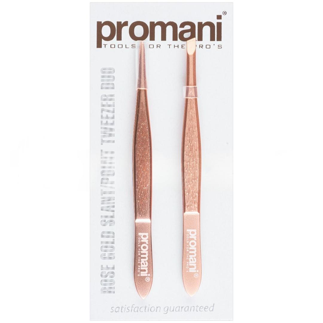 Promani Rose Altın 2'li Cımbız Seti (Eğik Uçlu Cımbız ve Batık Cımbızı)