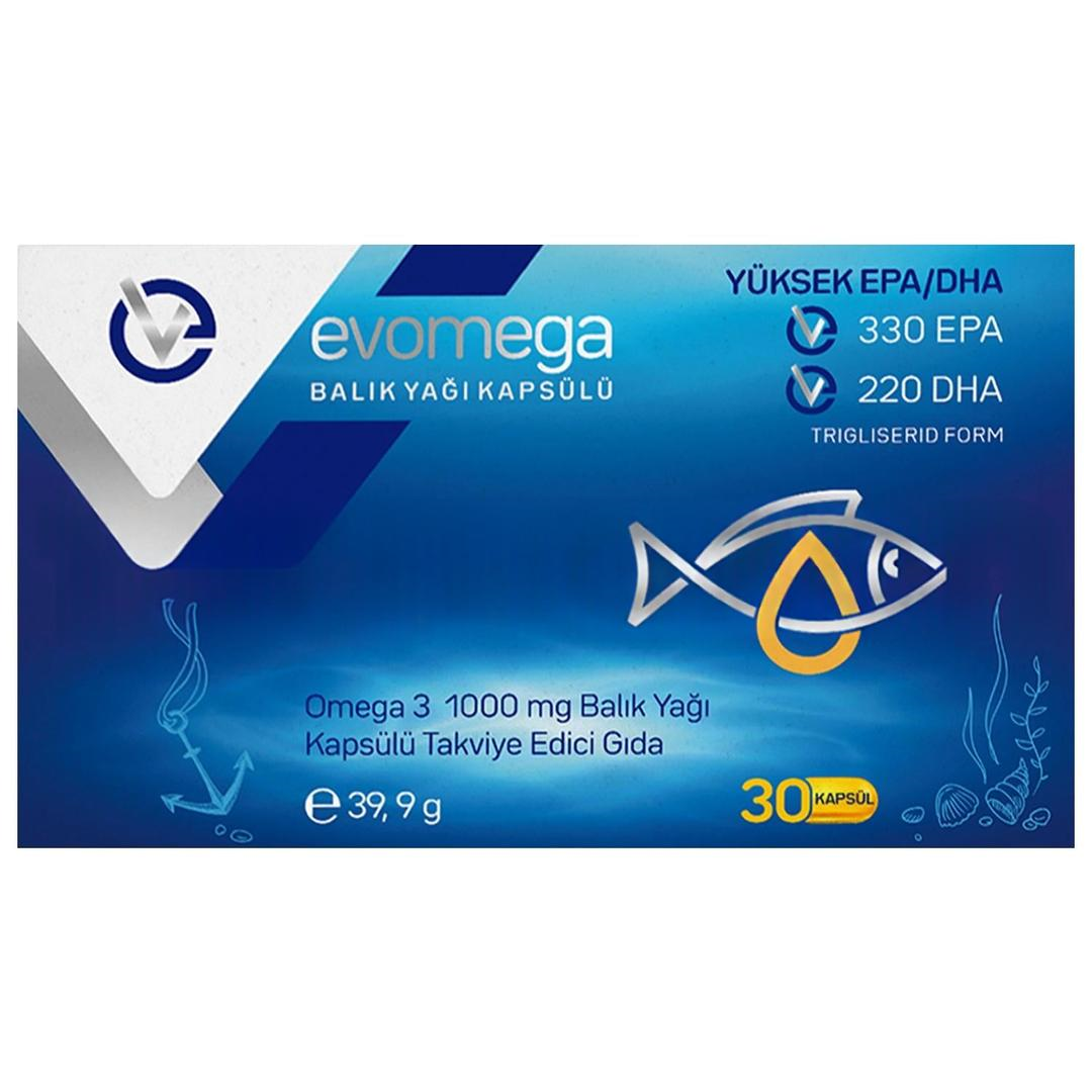 Evomega Omega 3 Balık Yağı 1000 mg 30 Kapsül