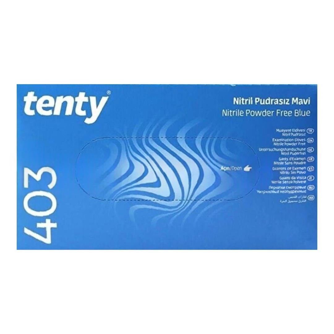 Tenty 403 Pudrasız Mavi Nitril Muayene Eldiveni Large 100'lü