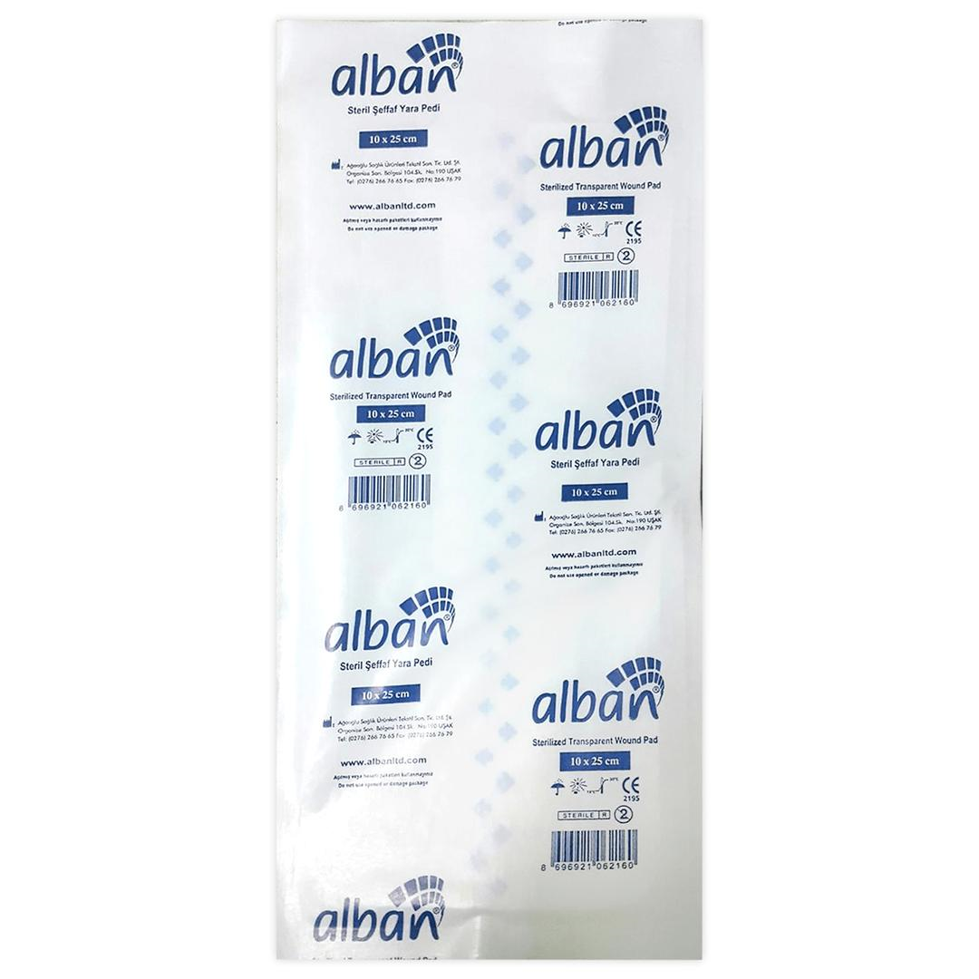 Alban Steril Şeffaf Su Geçirmez Yara Pedi 10x25 cm Tekli