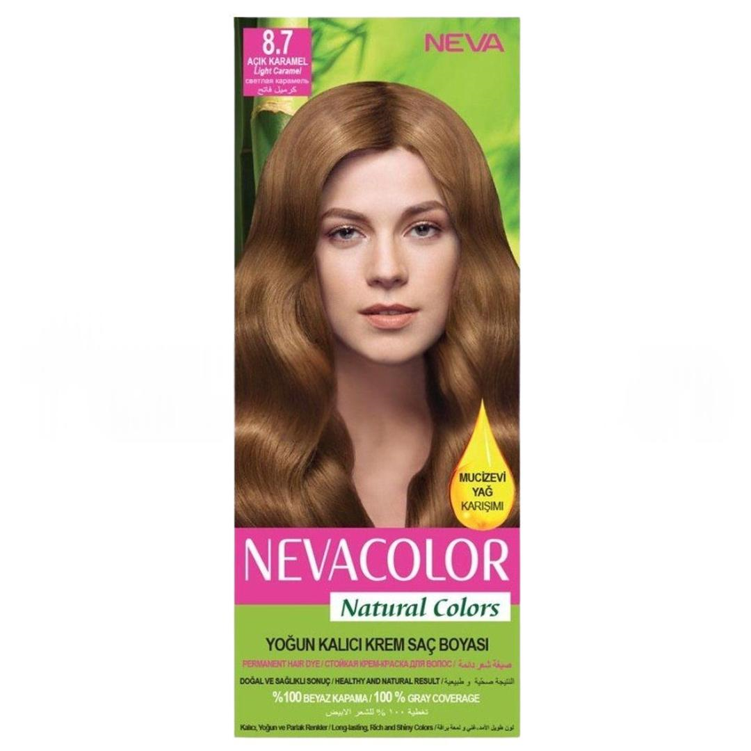 Neva Color Açık Karamel Kalıcı Krem Saç Boyası No: 8,7