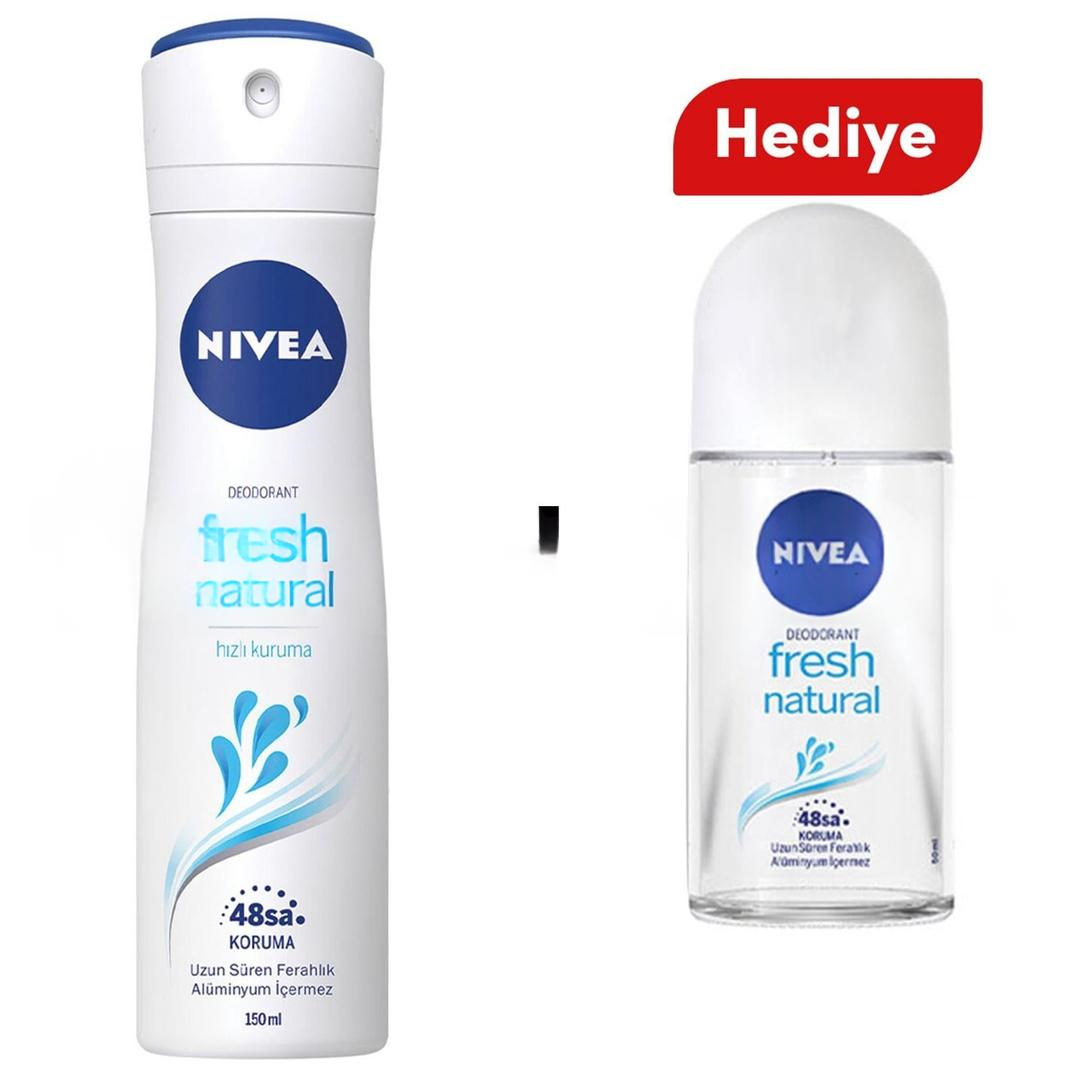 Nivea Kadın Deodorant Fresh Natural 150 ml + Roll-On 25 ml Hediye