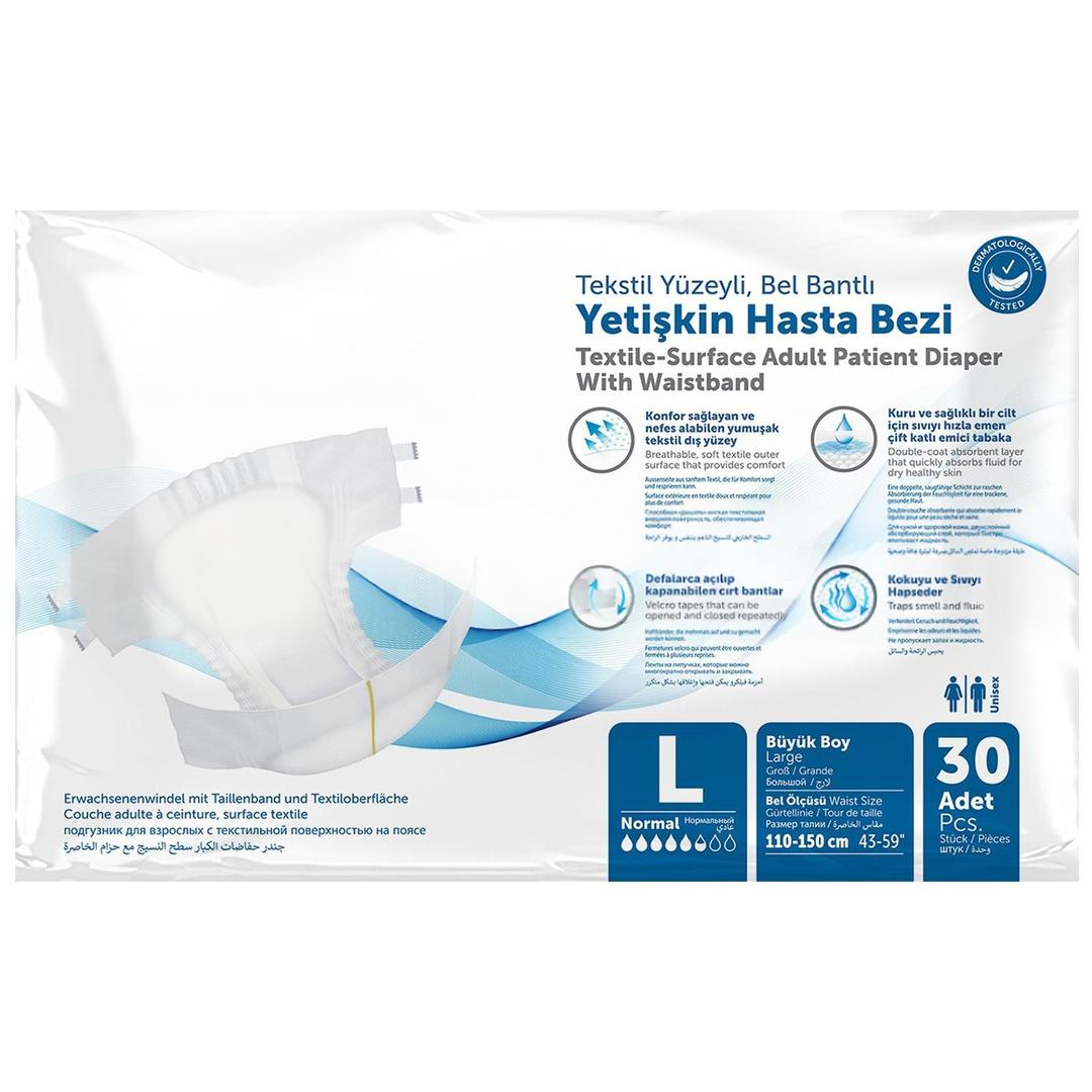 Coverdry Bel Bantlı Hasta Bezi Large 30'lu