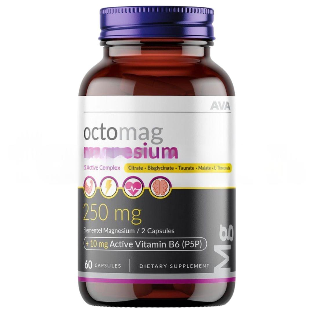 Octomag 5X Magnezyum Malat Sitrat Treonat Taurat Bsiglisinat Vitamin B6 60 Kapsül