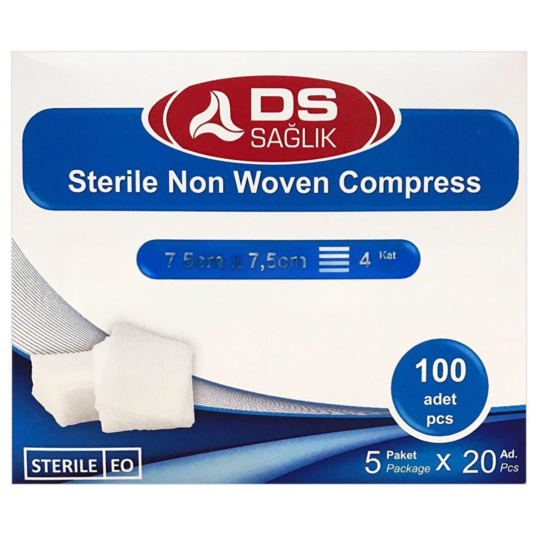 Damla Sağlık Steril Nonwomen Kompres 7,5x7,5 cm 5'li Zarf - 100'lü Kutu