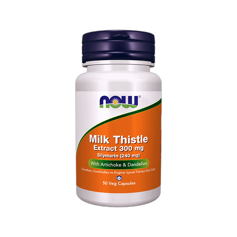 Now Milk Thistle Extract 300 mg Silymarin (240 mg) With Artichoke Dandelion 50 Kapsül