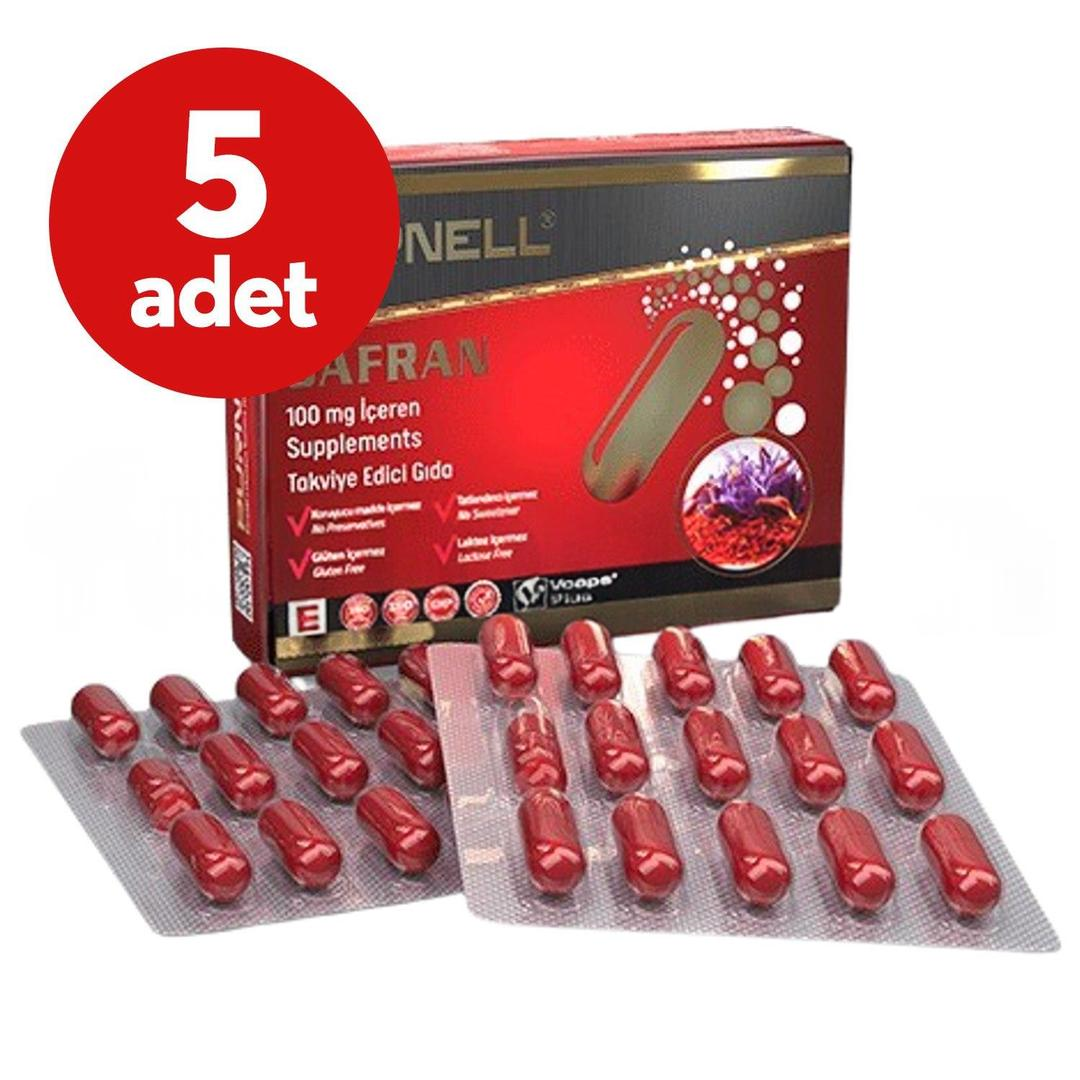 Purnell 100 mg Safran İçeren Takviye Edici Gıda 30 Kapsül - 5 Kutu