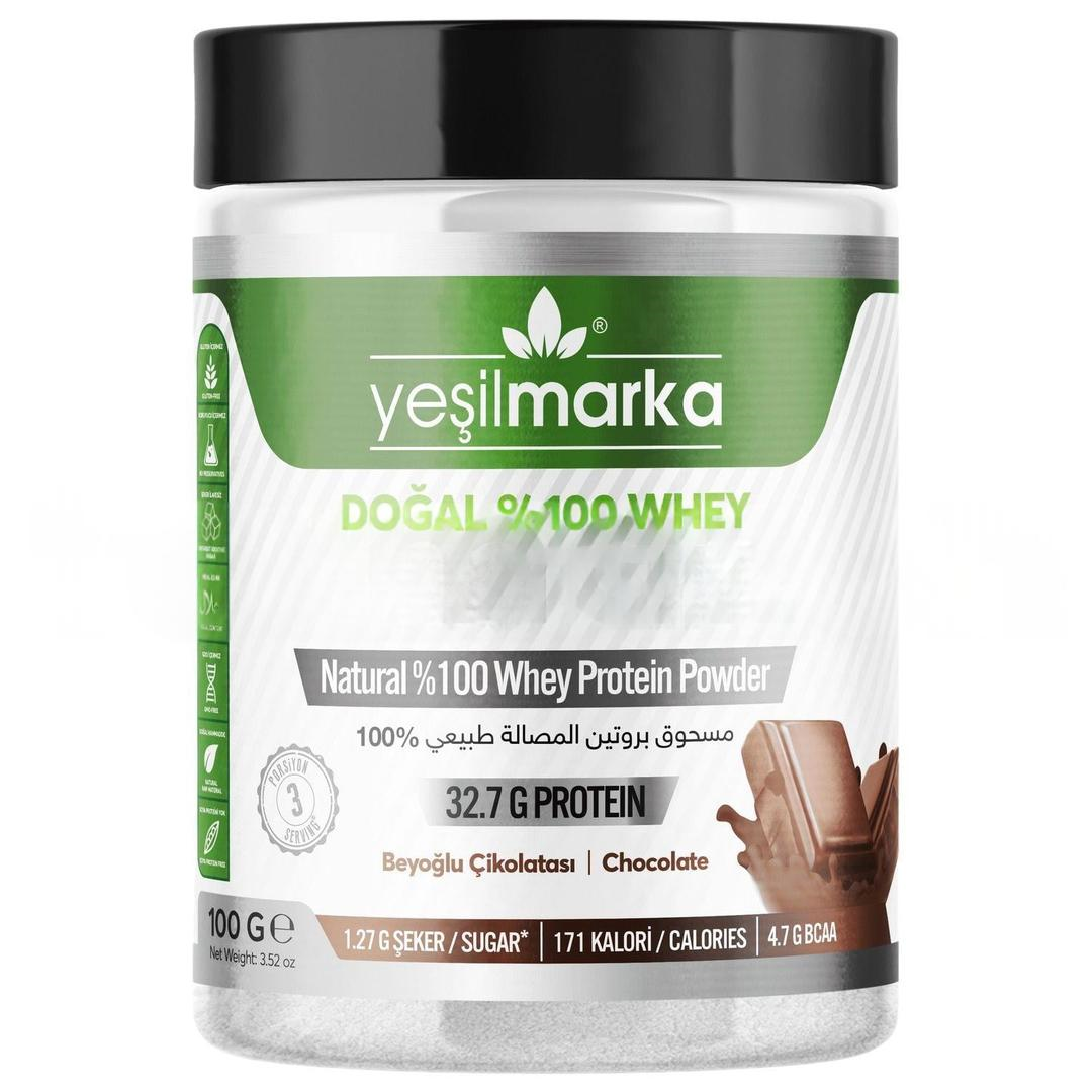 Yeşilmarka Doğal Whey Protein Tozu Beyoğlu Çikolatası 100 gr