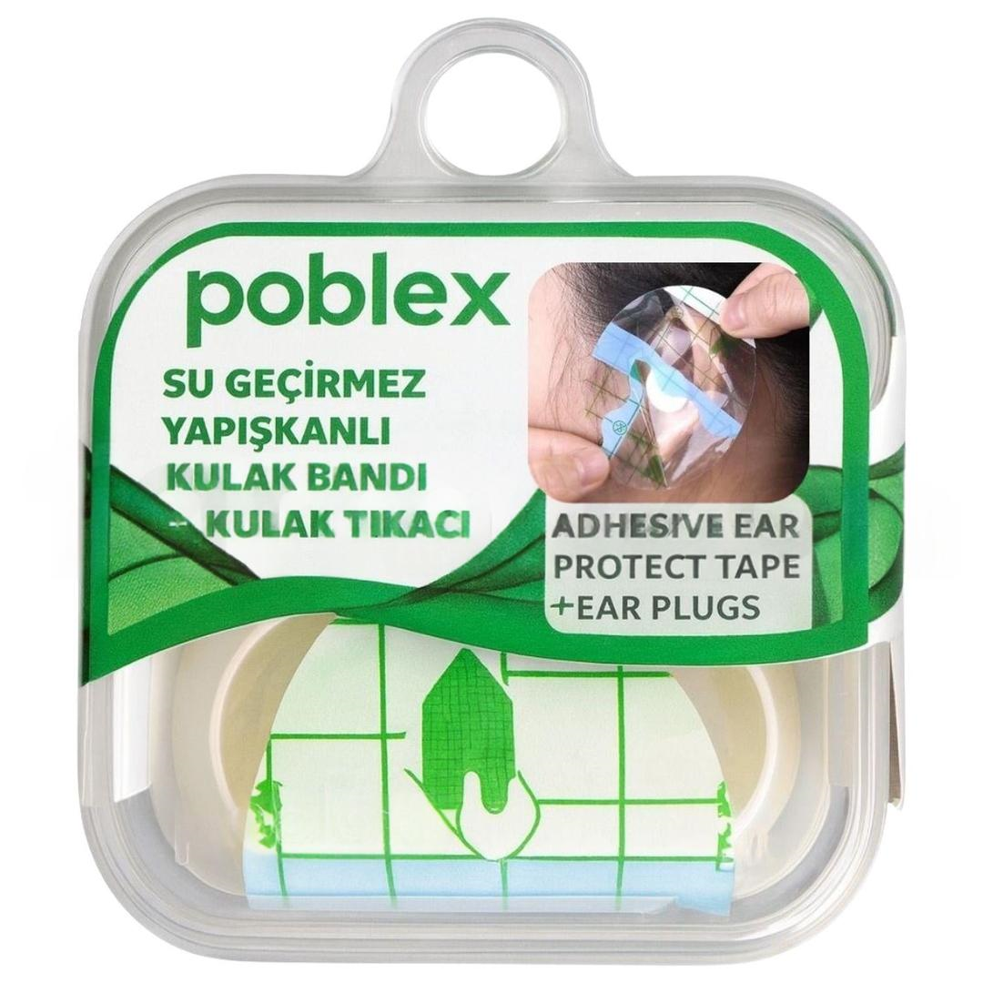 Poblex Set - Su Geçirmez Yapışkan Kulak Bandı + Kulak Tıkacı