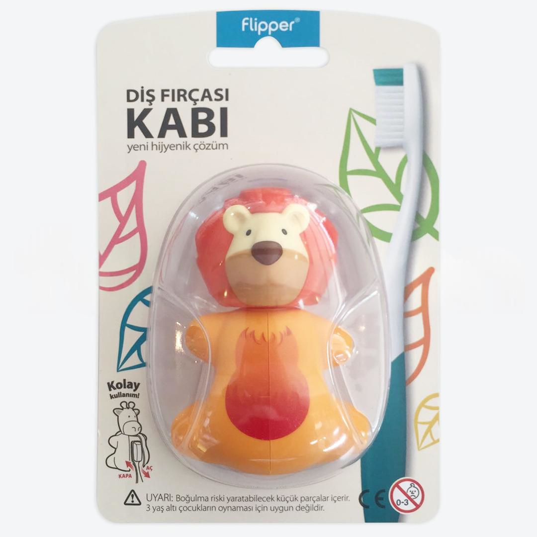 Flipper Hijyenik Diş Fırçası Kabı Aslan