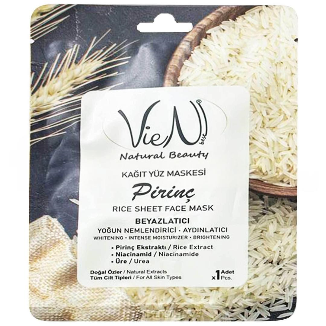 Vien Natural Beauty Pirinç Kağıt Yüz Maskesi Beyazlatıcı Aydınlatıcı 1 Adet