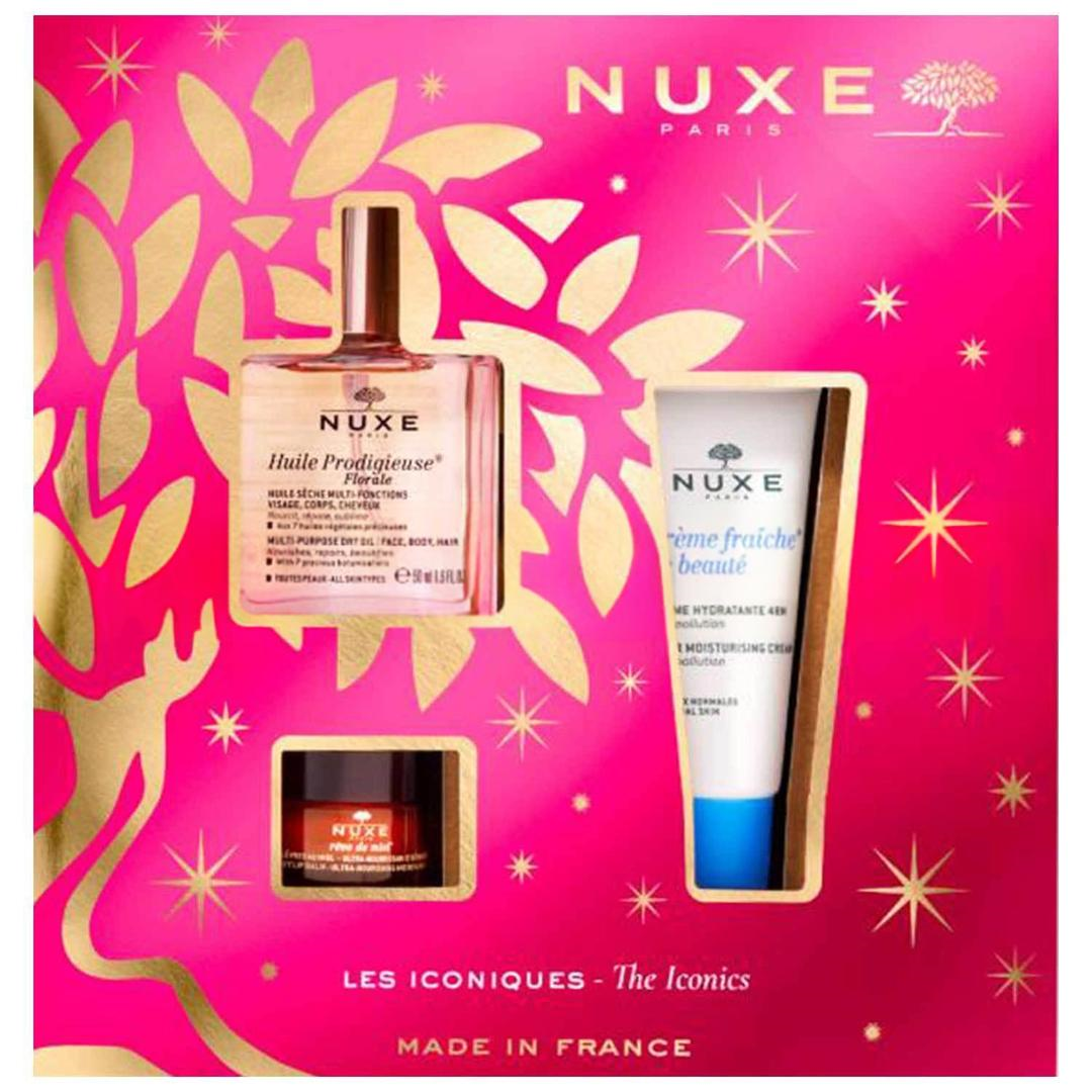 Nuxe Floral Gift Set - Çok Amaçlı Kuru Yağ 50 ml + Nemlendirici Krem 30 ml + Lip Balm 15 gr
