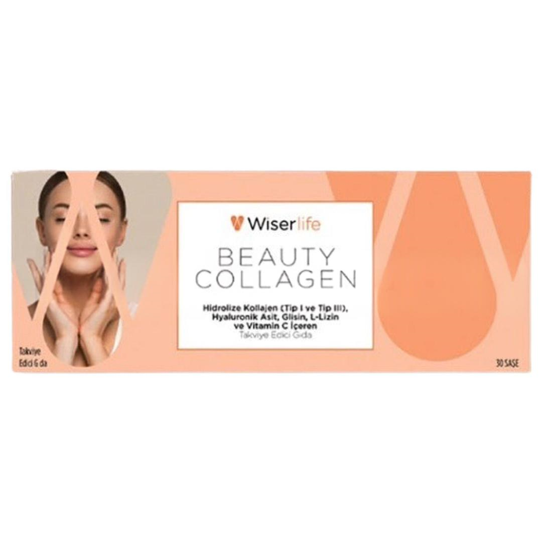 Wiserlife Beauty Collagen Hidrolize Kolajen Tip I-III Hyaluronik Asit Glisin L-Lizin ve Vitamin C İçeren Takviye Edici Gıda 30 Saşe