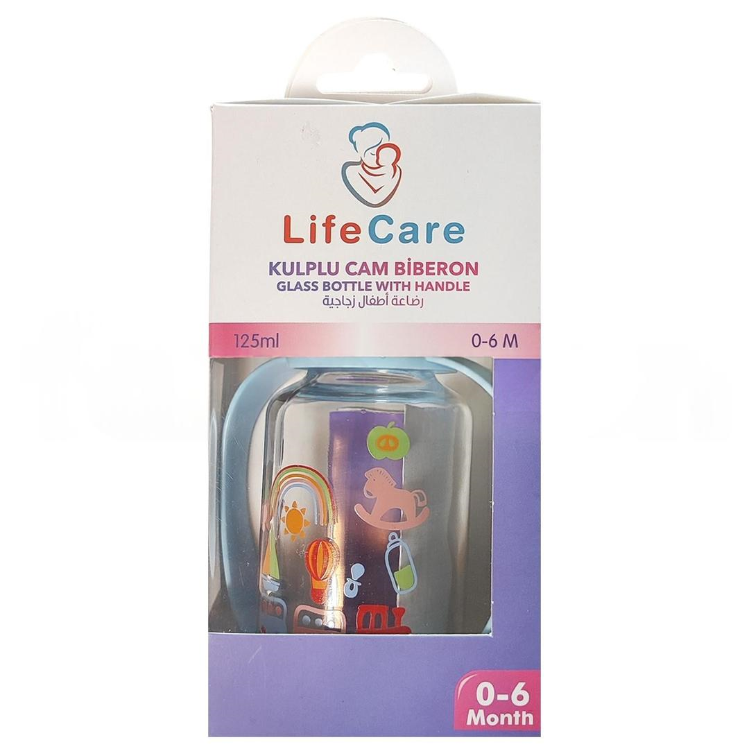 Life Care Kulplu Cam Biberon 125 ml Mavi