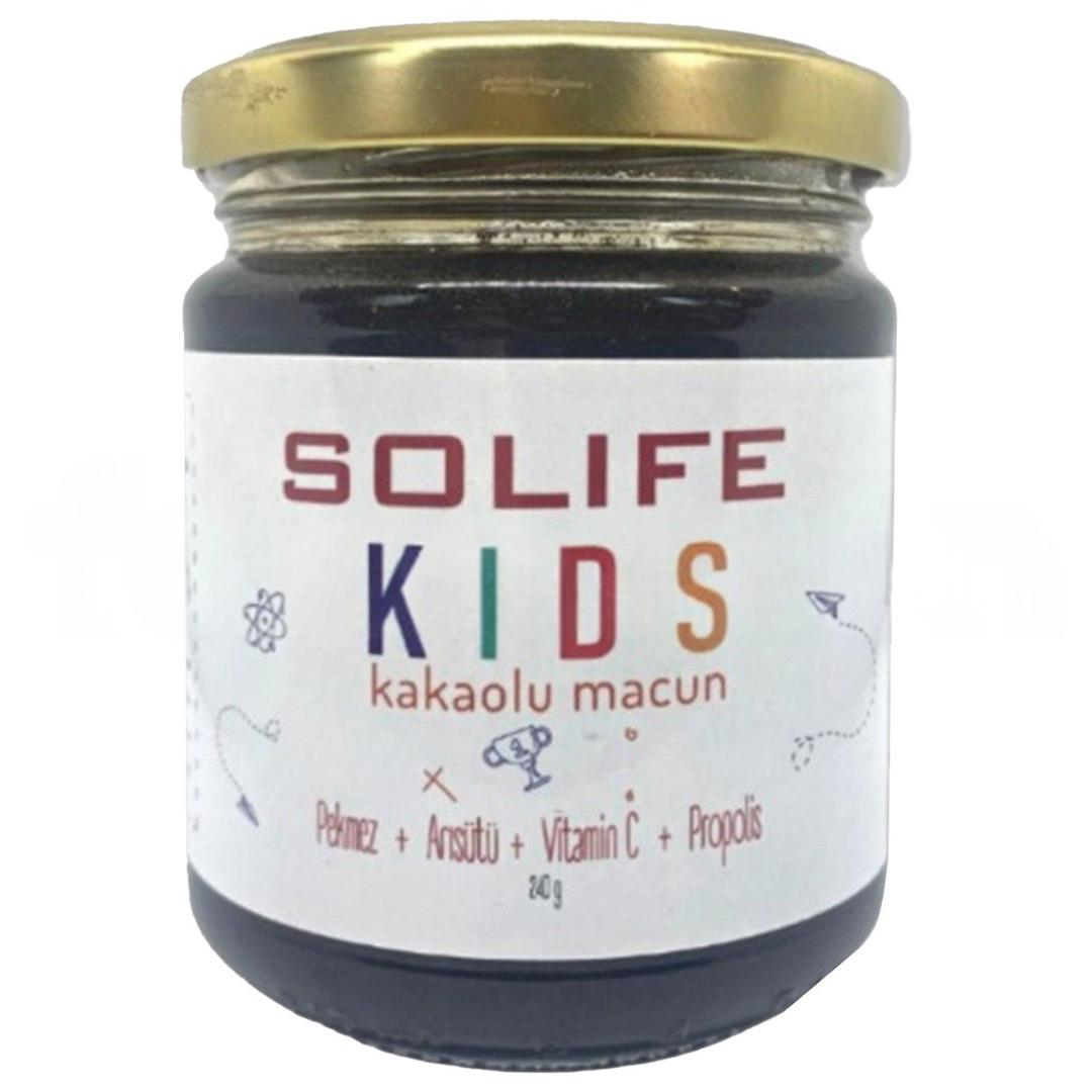 Solife Kids Pekmez Arı Sütü Propolis ve Vitamin Katkılı Kakaolu Macun 240 gr