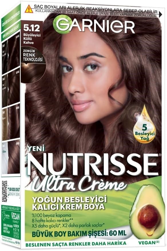 Garnier Nutrisse Ultra Creme 5.12 Büyüleyici Küllü Kahve 60 ml Saç Boyası