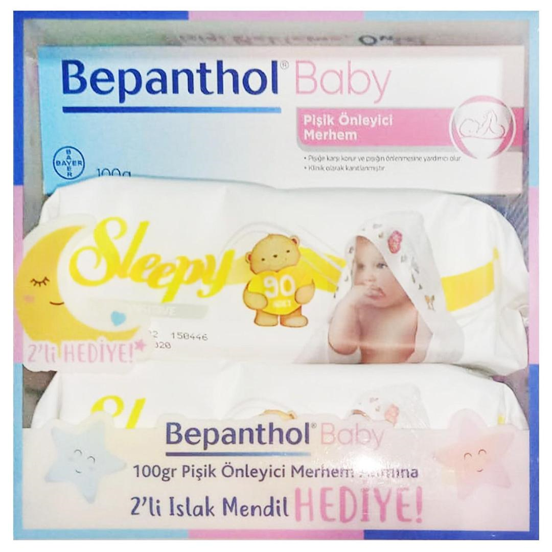 Bepanthol Baby Pişik Önleyici Merhem 100 gr + Sleepy Sensitive Islak Havlu 90 Yaprak 2 Adet