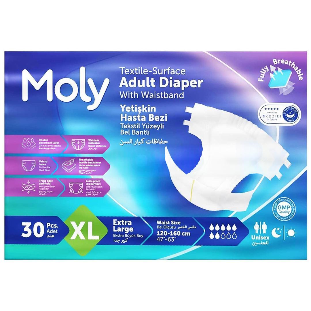 Moly Bel Bantlı Hasta Bezi 7 Damla xLarge 30'lu