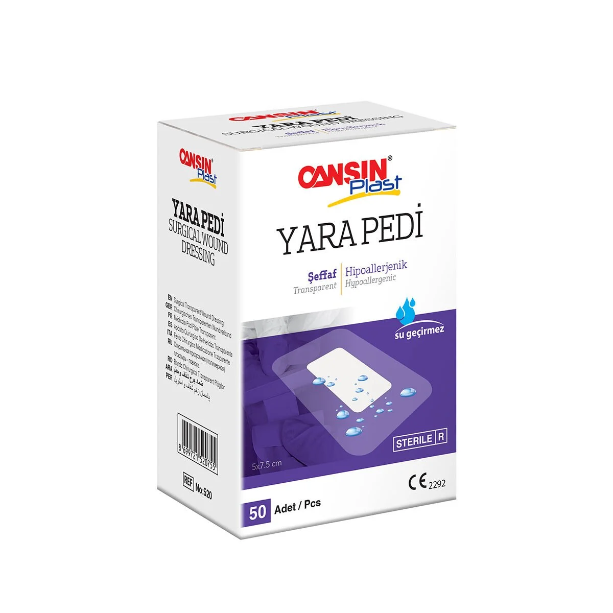 CANSINPLAST ŞEFFAF YARA PEDİ 5X7.5CM