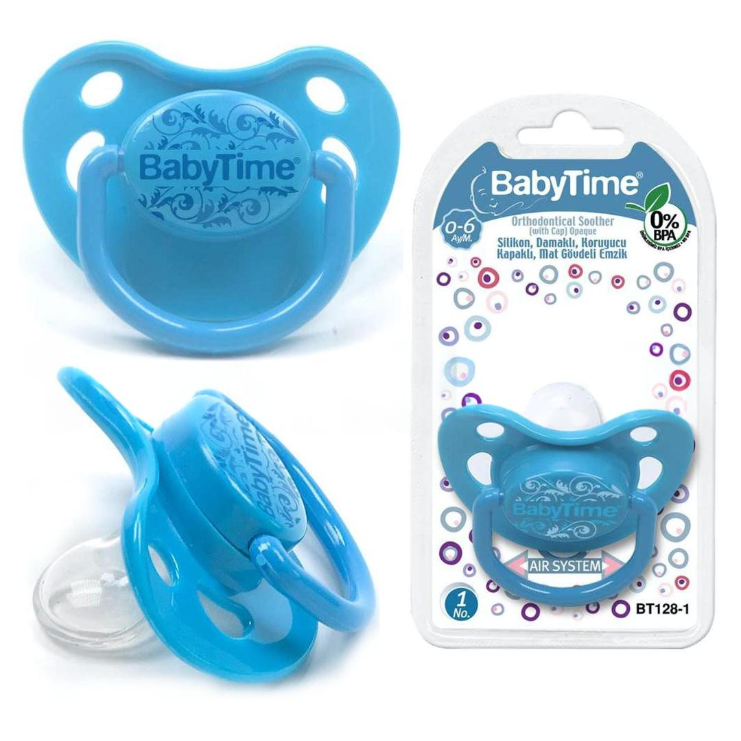 Baby Time BT128-1 Silikon Damaklı Koruma Kapaklı Mat Gövdeli Emzik
